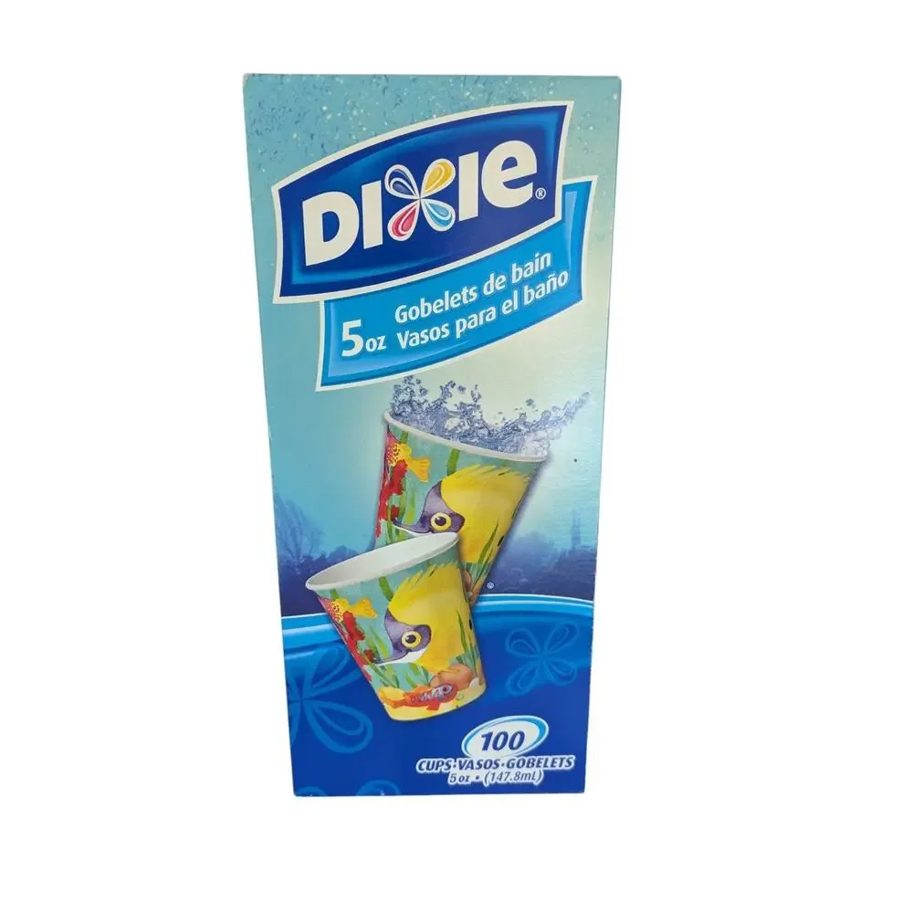 VTG Dixie 5 oz Paper Bath Cups Tropical Fantasy Fish Discontinued Disposable